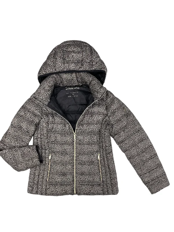 Jacket Puffer & Quilted By Michael Kors In Animal Print, Size: M Boat Neck Shawl Collar Notched Collar Jacket Puffer & Quilted By Michael Kors In Animal Print, Size: M Boat Neck Shawl Collar Notched Collar
