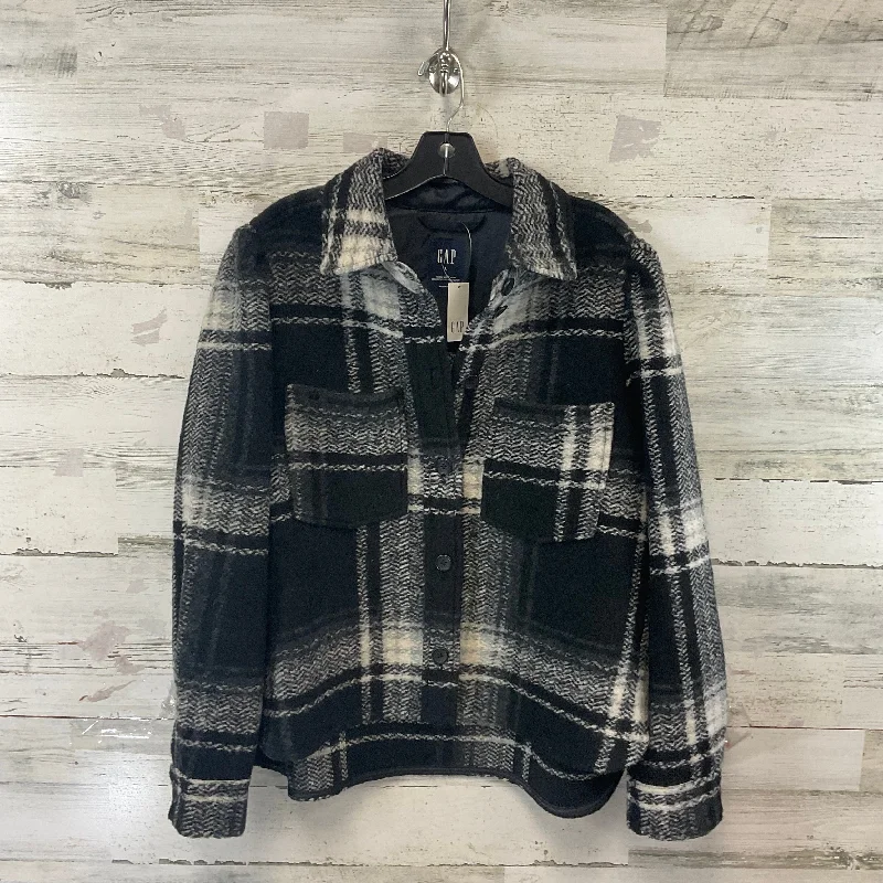 Jacket Shirt By Gap In Black, Size: L Welt Pockets Slit Pockets Flap Pockets