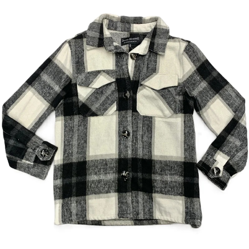 Jacket Shirt By Jason Maxwell In Black & White, Size: S Tiered Jacket Buttoned Jacket Zippered Jacket Jacket Shirt By Jason Maxwell In Black & White, Size: S Tiered Jacket Buttoned Jacket Zippered Jacket