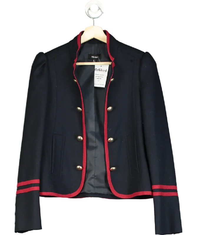 ME+EM Blue Italian Wool Military Jacket UK 6 Tiered Jacket Buttoned Jacket Zippered Jacket ME+EM Blue Italian Wool Military Jacket UK 6 Tiered Jacket Buttoned Jacket Zippered Jacket
