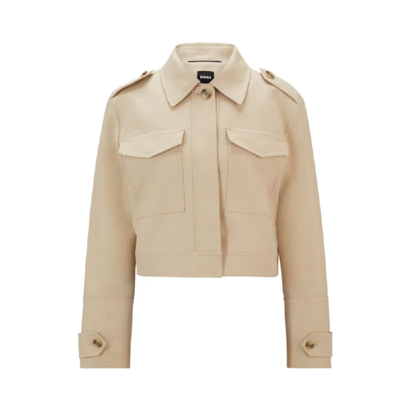 Regular-fit jacket in a cotton blend Boat Neck Shawl Collar Notched Collar