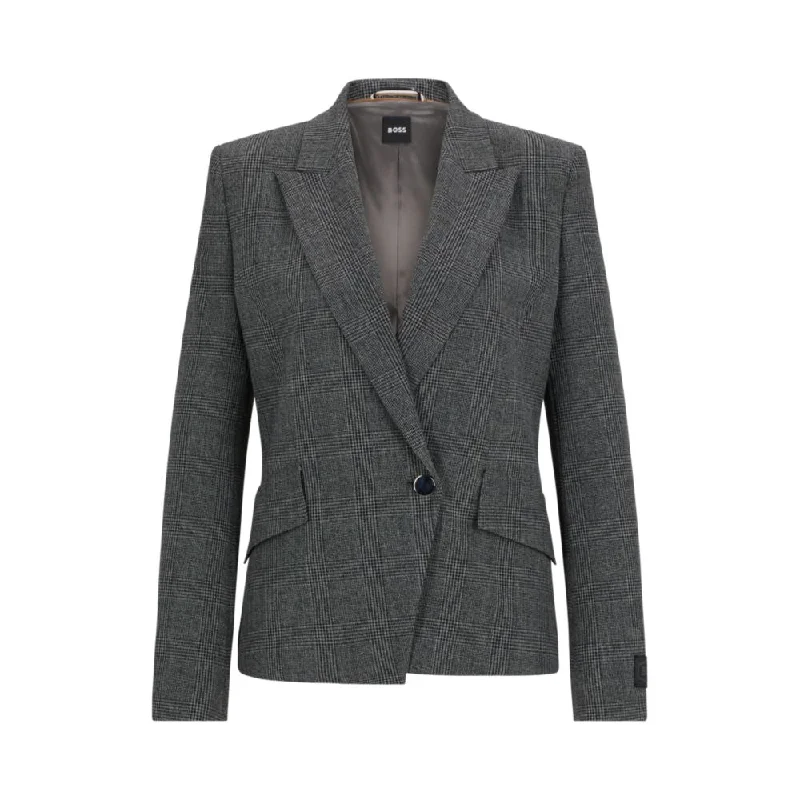 Regular-fit jacket in checked fabric with peak lapels Faux Fur Jacket Real Fur Jacket Shearling Jacket Regular-fit jacket in checked fabric with peak lapels Faux Fur Jacket Real Fur Jacket Shearling Jacket