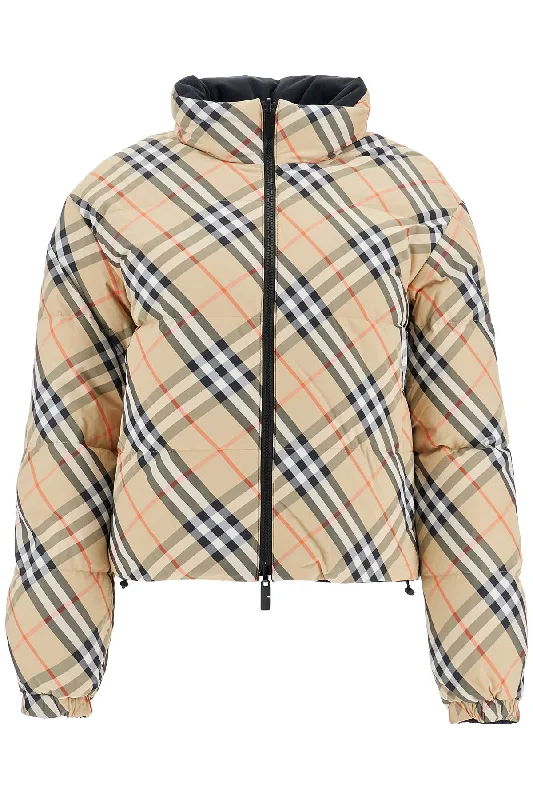 Short Reversible Down Jacket A-Line Jacket Boat Neck Shawl Collar