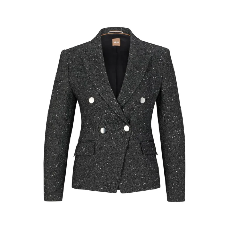 Slim-fit jacket in structured tweed Knit Jacket Woven Jacket Fleece Jacket