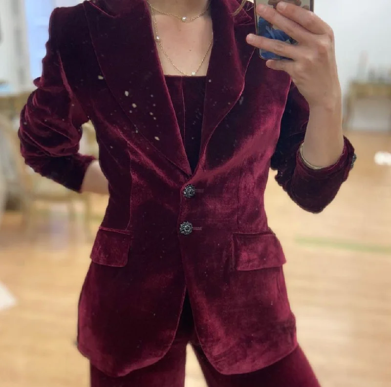 T.ba Swing Lux Jacket In Moss Silk Velvet Cardigan Sweater Pullover