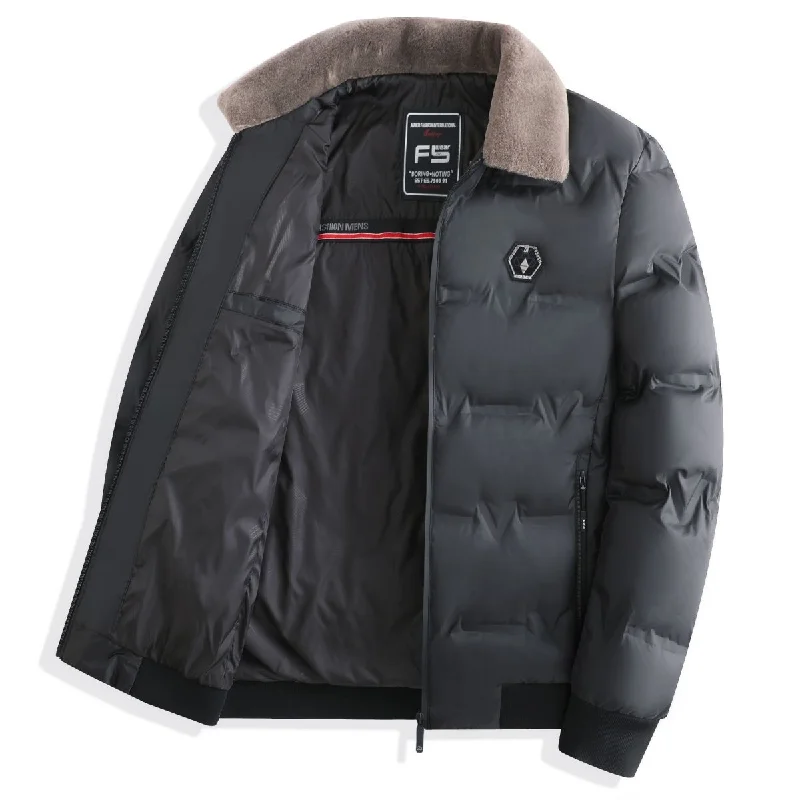 Thick Winter Jacket Men - Warm Solid Color Down Coat for Youth, Available in 3 Stylish Colors Nylon Fabric Polyester Fabric Spandex Fabric Thick Winter Jacket Men - Warm Solid Color Down Coat for Youth, Available in 3 Stylish Colors Nylon Fabric Polyester Fabric Spandex Fabric