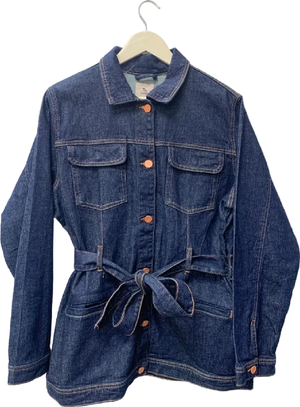 Tu Blue Denim Jacket UK 18 Welt Pockets Slit Pockets Flap Pockets
