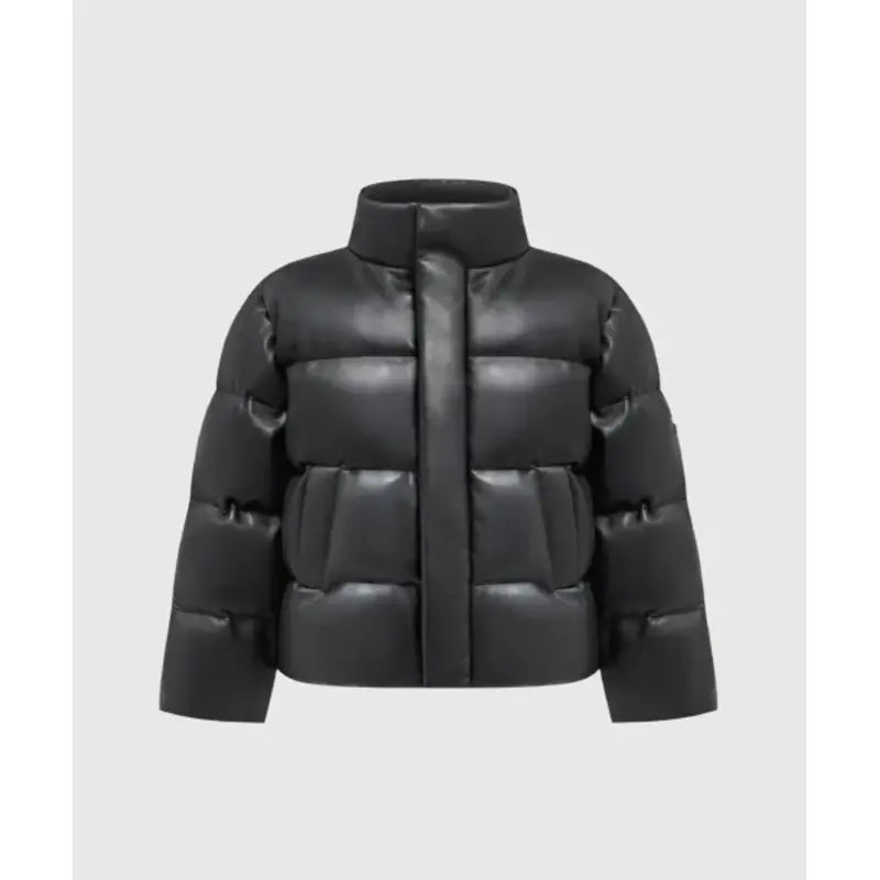 Unisex Faux Leather Puffer Jacket Striped Jacket Polka Dot Jacket Floral Jacket