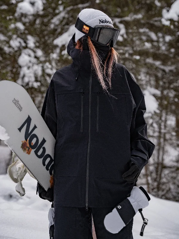 Women's  Zip-up 3L Snow Jacket A-Line Jacket Boat Neck Shawl Collar