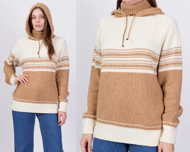 70s Hooded Turtleneck Sweater - Men's Medium, Women's Large Knit Fabric Woven Fabric Fleece Fabric 70s Hooded Turtleneck Sweater - Men's Medium, Women's Large Knit Fabric Woven Fabric Fleece Fabric