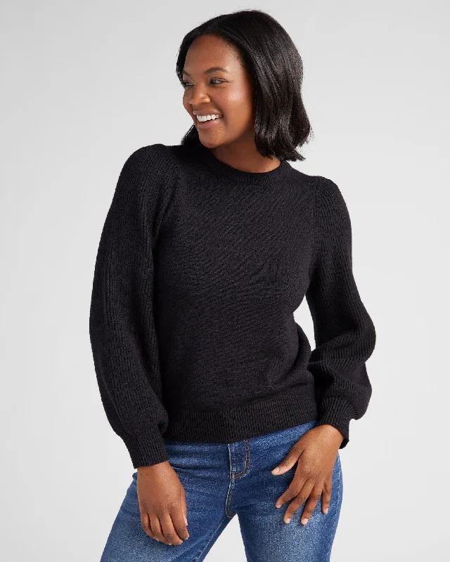 Pacific Puff Shoulder Crew Neck Sweater Notch Collar Peter Pan Collar Cowl Neck