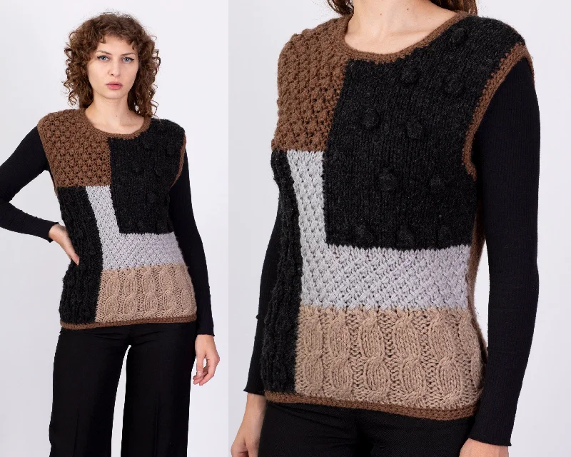 80s Cable Knit Grunge Sweater Vest - Medium Jersey Fabric Tulle Fabric Batik Fabric