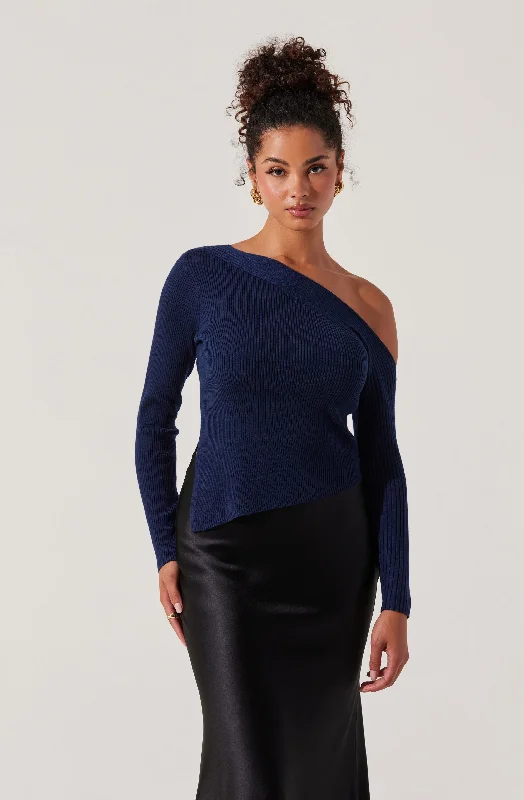 Aldari Off Shoulder Ribbed Sweater Fitted Loose Oversized