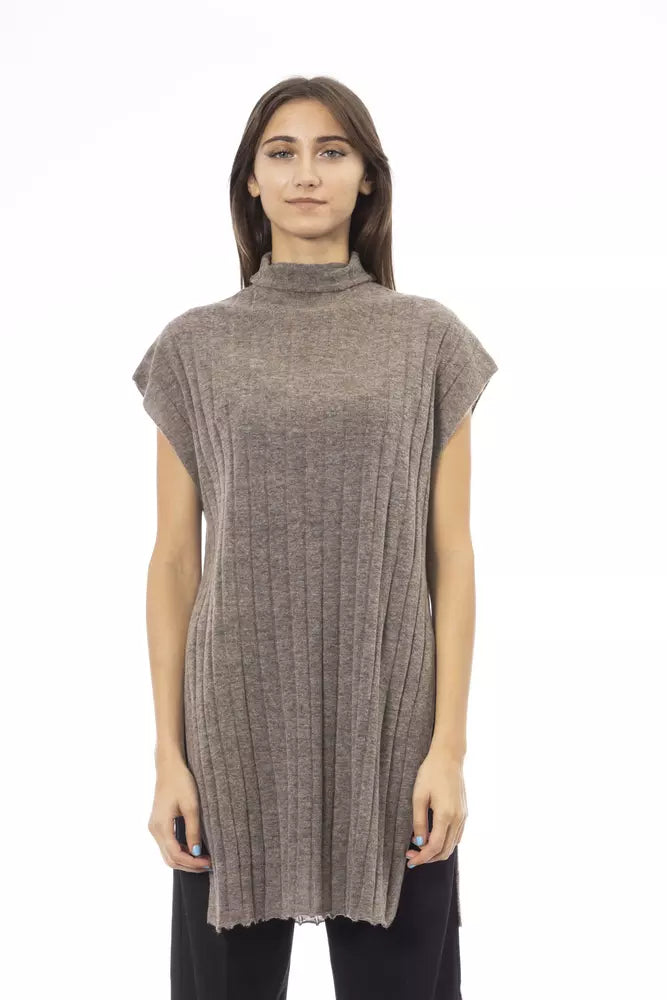 Alpha Studio Brown Wool Women Sweater Elegant Classic Vintage
