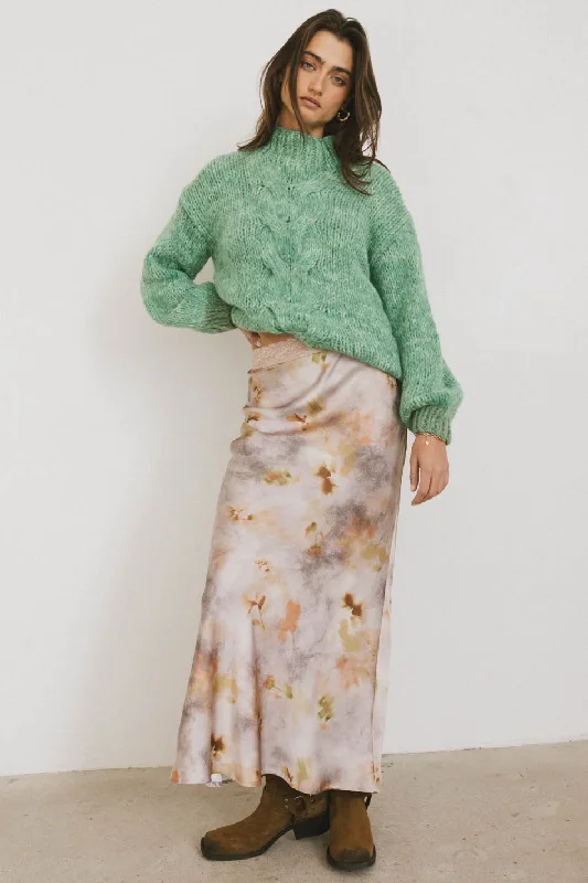 Anastasia Knit Sweater in Green Fleece Fabric Down Fabric Feather Fabric