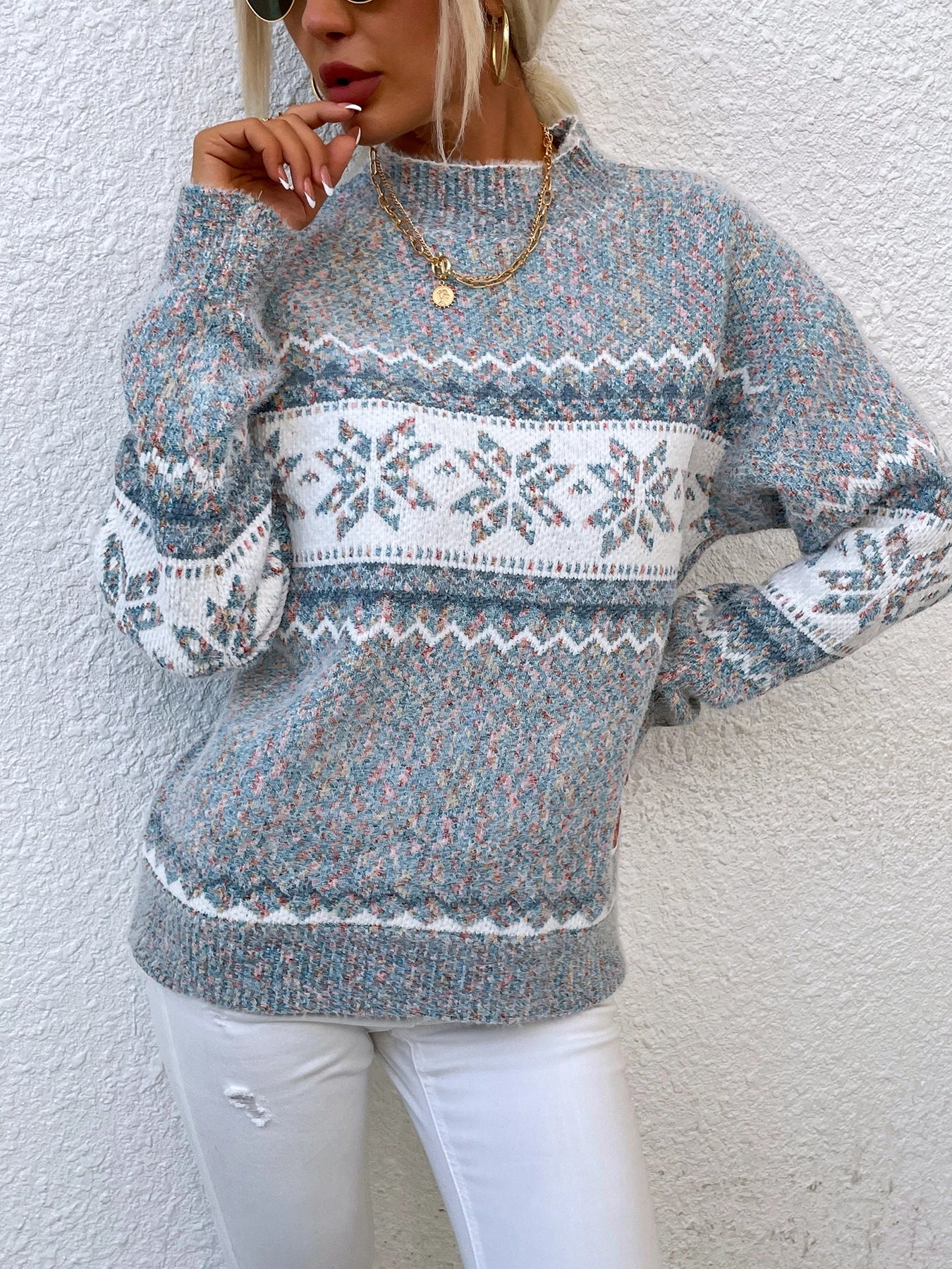 Autumn Winter Warm Festival Deer Jacquard High Knitted Sweater Iron Safe Non-Iron Wrinkle Free Autumn Winter Warm Festival Deer Jacquard High Knitted Sweater Iron Safe Non-Iron Wrinkle Free