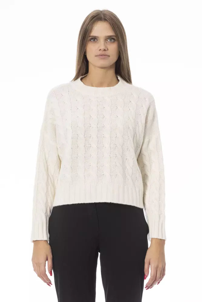 Baldinini Trend Beige Cashmere Women Sweater Toggled Drawstring Belted