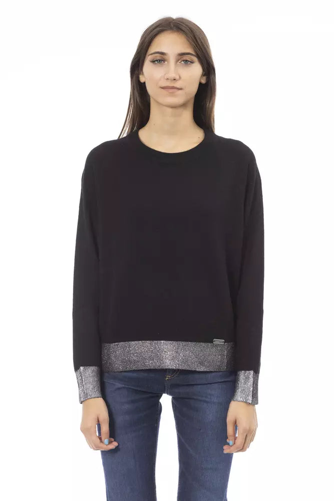 Baldinini Trend Black Wool Women Sweater Long Sweater Short Sweater Cropped Sweater