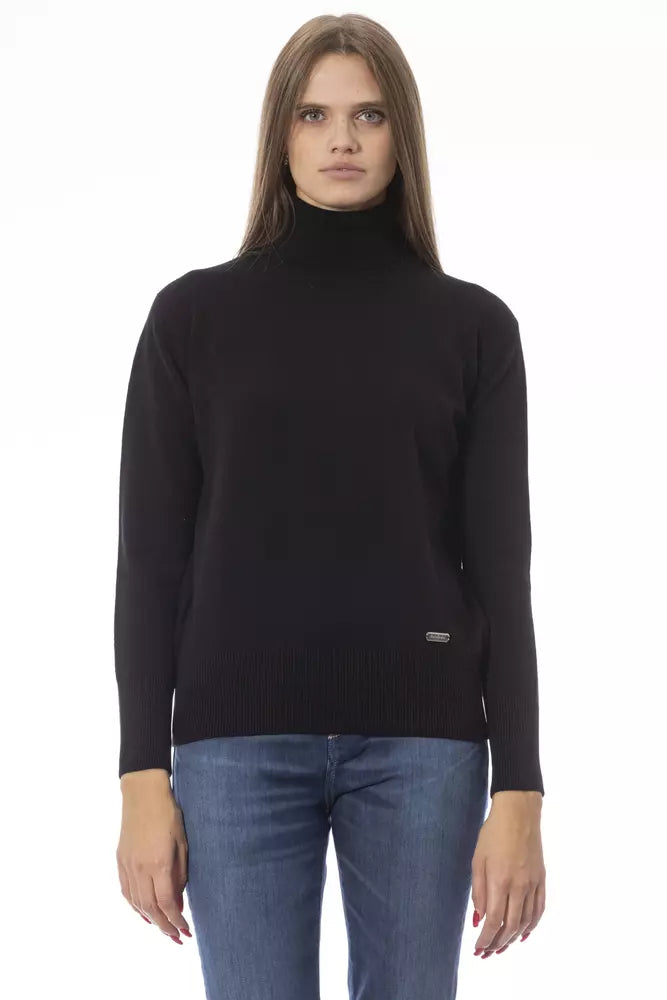 Baldinini Trend Black Wool Women Sweater Long Sweater Short Sweater Cropped Sweater