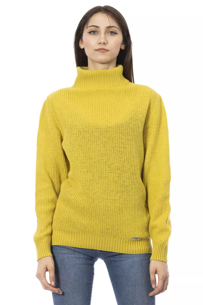Baldinini Trend Yellow Wool Women Sweater Faux Fur Fabric Real Fur Fabric Shearling Fabric Baldinini Trend Yellow Wool Women Sweater Faux Fur Fabric Real Fur Fabric Shearling Fabric