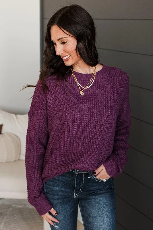 Captivating In Color Knit Sweater- Eggplant Elegant Classic Vintage