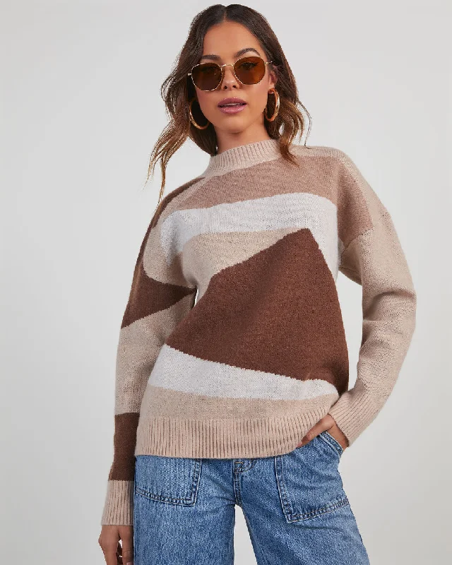 Caputo Abstract Colorblock Sweater Stretchy Elastic Breathable