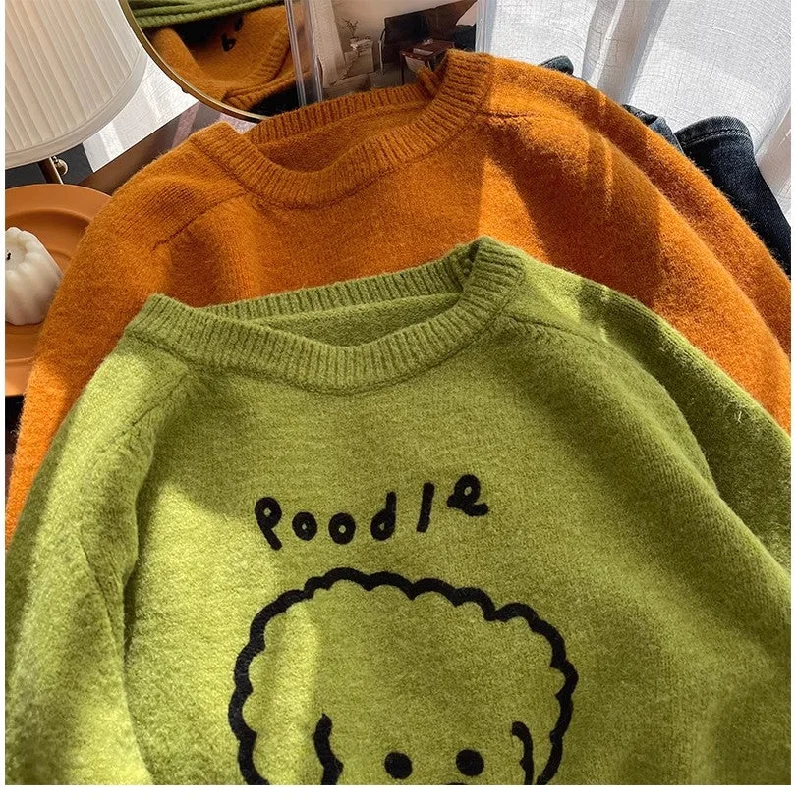 cartoon embroidered round neck sweater for women sweet design sweater S4820 Plaid Sweater Polka Dot Checkered cartoon embroidered round neck sweater for women sweet design sweater S4820 Plaid Sweater Polka Dot Checkered