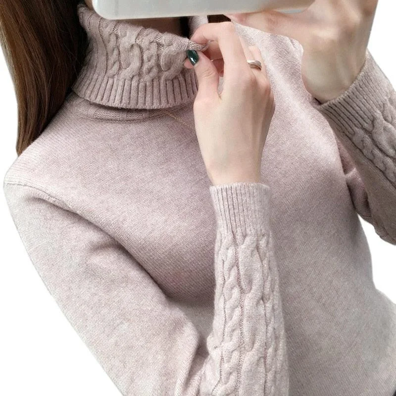 V-Design Turtleneck Sweater Fleece Fabric Down Fabric Feather Fabric