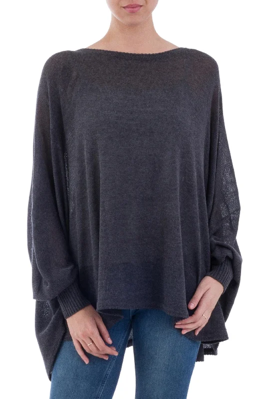 Charcoal Breeze Bohemian Drape Sweater Sweater Knitwear Pullover