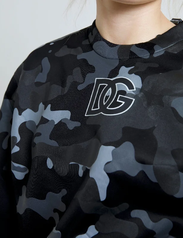 Dolce & Gabbana Elegant Black Camouflage Pullover Sweater Rayon Fabric Velvet Fabric Corduroy Fabric Dolce & Gabbana Elegant Black Camouflage Pullover Sweater Rayon Fabric Velvet Fabric Corduroy Fabric