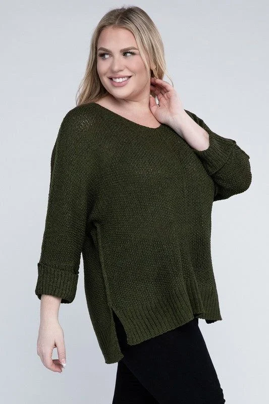 eesome Plus Size Crew Neck Knit Sweater Sequined Glittery Shiny