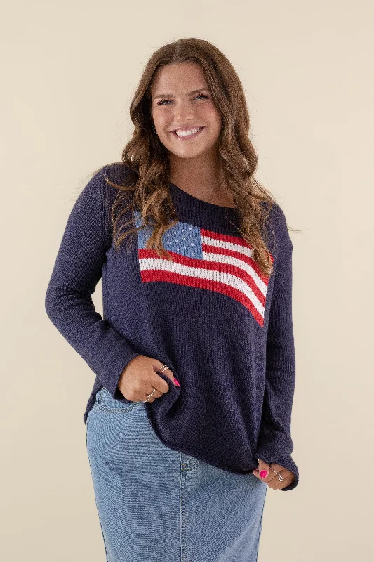 Feeling Patriotic Sweater-Navy Anti-Pilling Anti-Shrink Durable