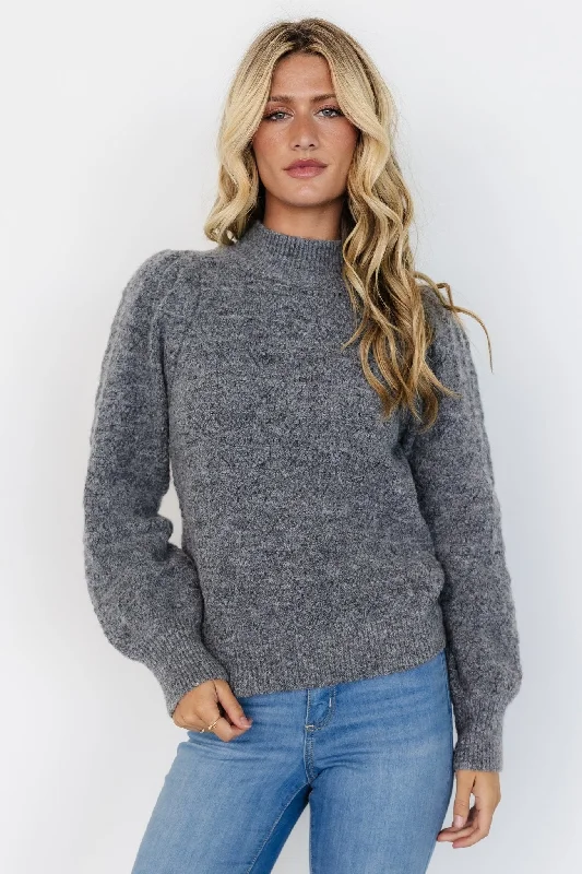 Grayson Sweater | Charcoal Hooded Caped Shawl Collar