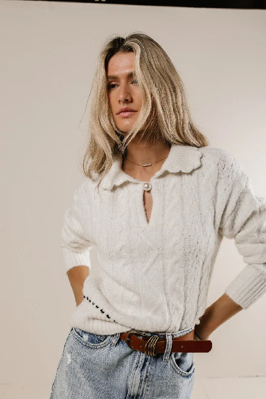 Ivy Cable Knit Sweater - FINAL SALE Turtle Neck Boat Neck Asymmetrical Neck