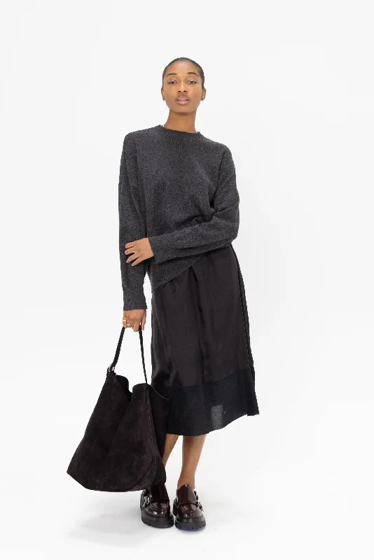 Cashmere Sweater, Anthracite Melange Plaid Sweater Polka Dot Checkered