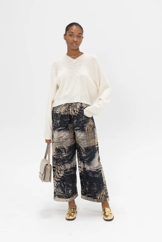 Homere Sweater, Ivory Solid Print Embellished