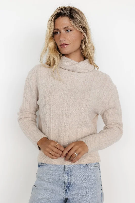 Luxembourg Sweater | Beige Mesh Blend Leather Blend Suede Blend