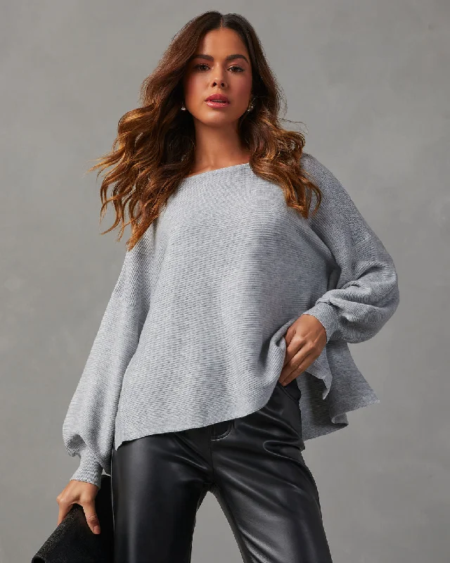 Mandie Oversized Knit Sweater Welt Pockets Slit Pockets Flap Pockets