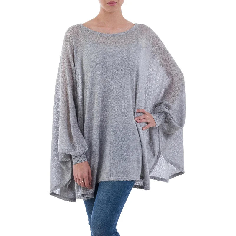 Mountain Breeze Grey Knit Bohemian Drape Sweater Cable Knit Ribbed Knit Lace Knit