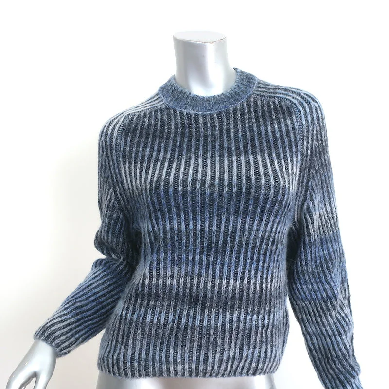 NAADAM Crewneck Raglan Sweater Blue Space Dye Ribbed Knit Size Small Fitted Slim Tailored NAADAM Crewneck Raglan Sweater Blue Space Dye Ribbed Knit Size Small Fitted Slim Tailored