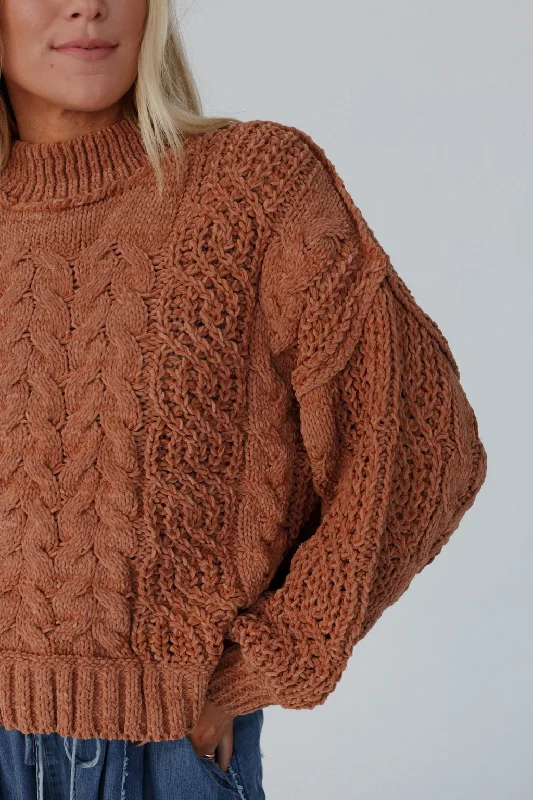 Orchard Charm Sweater - Camel Velvet Chenille Corduroy