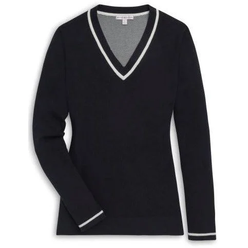 Peter Millar Tipped V-Neck Sweater Black Hooded Caped Shawl Collar