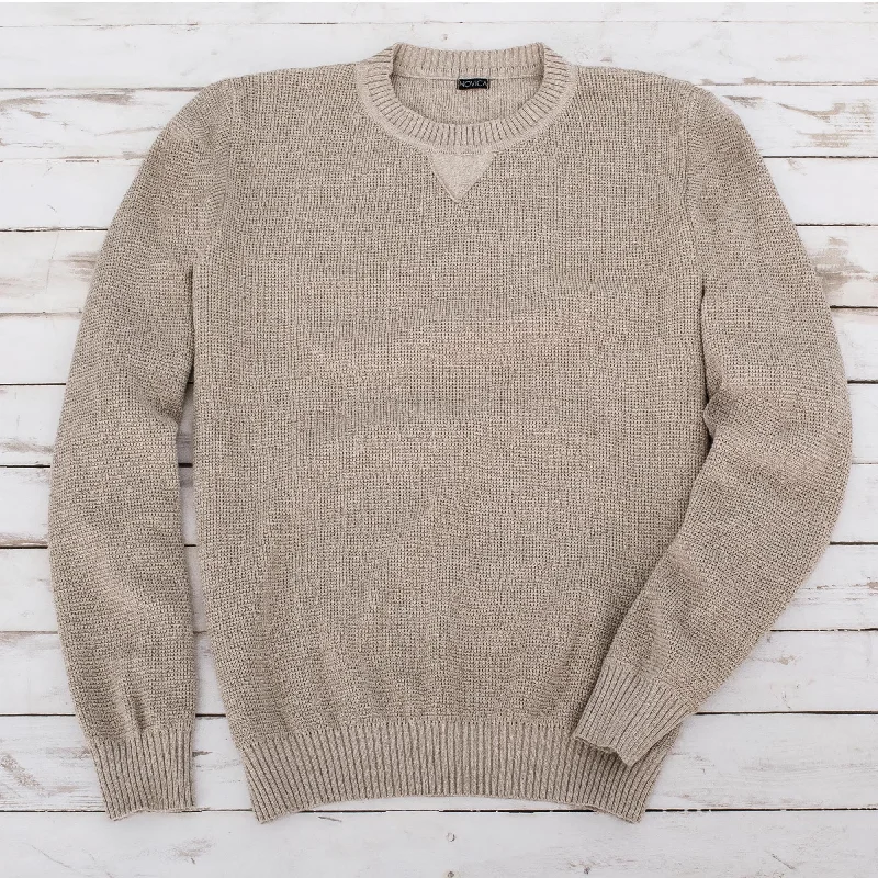 Sporting Elegance Men's Cotton Pullover Sweater Solid Color Striped Floral Print