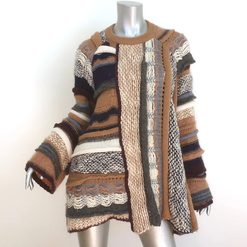 Stella McCartney Patchwork Boucle Sweater Brown/Multi Wool-Blend Size 40 Layered Multi-layer Single Layer
