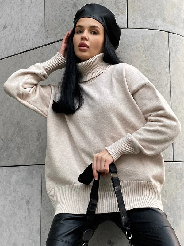 Thick Oversize Turtleneck Winter Warm White Knitted Oversized Sweater Cashmere Blend Cotton Blend Poly Blend Thick Oversize Turtleneck Winter Warm White Knitted Oversized Sweater Cashmere Blend Cotton Blend Poly Blend