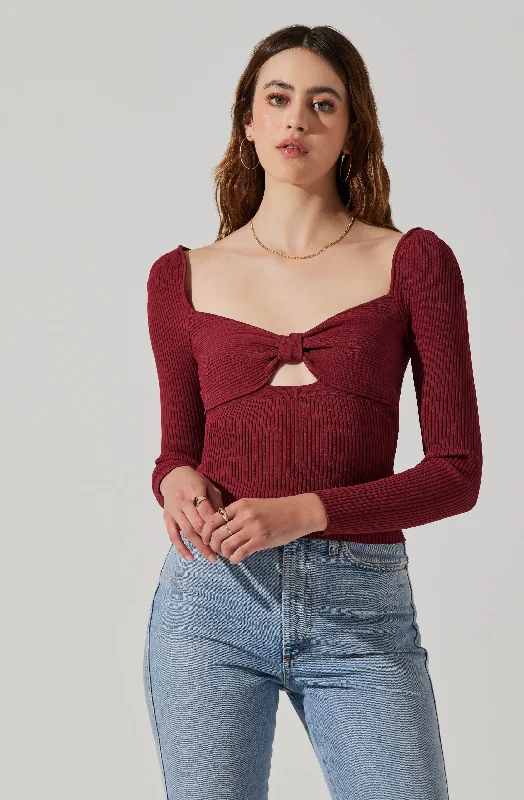 Tivoli Cutout Sweater Spandex Blend Rayon Blend Denim Blend
