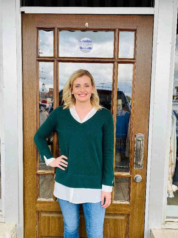 Tyler Boe Cashmere Twofer Sweater DP Spruce Terry Blend Velvet Blend Canvas Blend