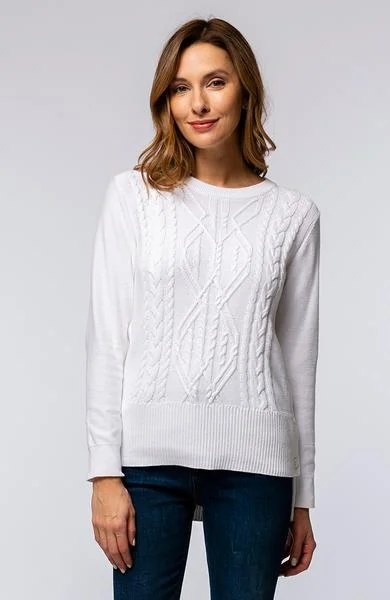 Tyler Boe Cotton Side Button Cable Knit Sweater Bright White Soft Cozy Warm