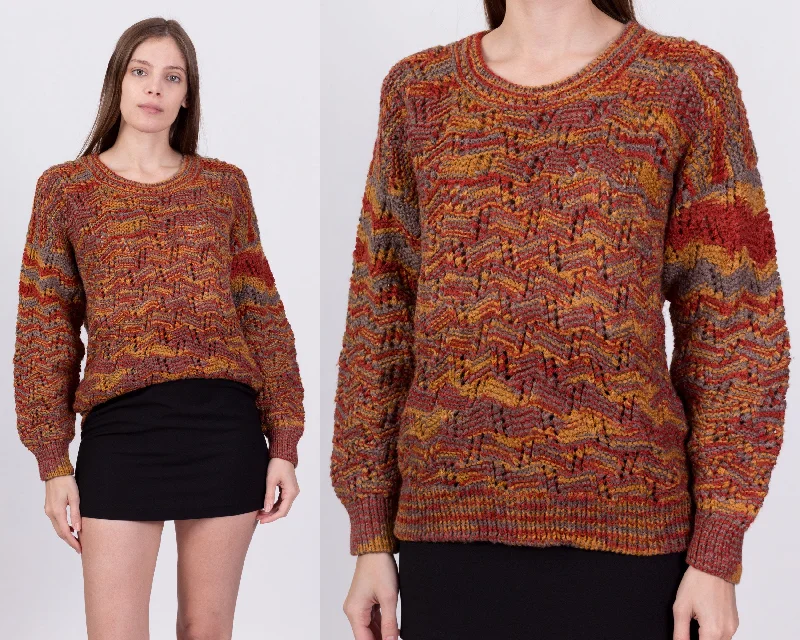 Vintage Abstract Knit Sweater - Medium to Large Notch Collar Peter Pan Collar Cowl Neck Vintage Abstract Knit Sweater - Medium to Large Notch Collar Peter Pan Collar Cowl Neck