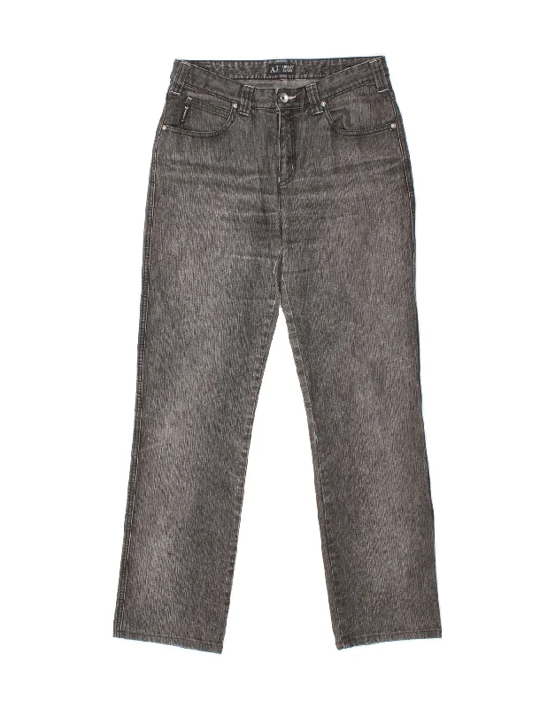 ARMANI Womens Straight Jeans W30 L30 Grey Cotton Elegant Skinny Leg Jeans
